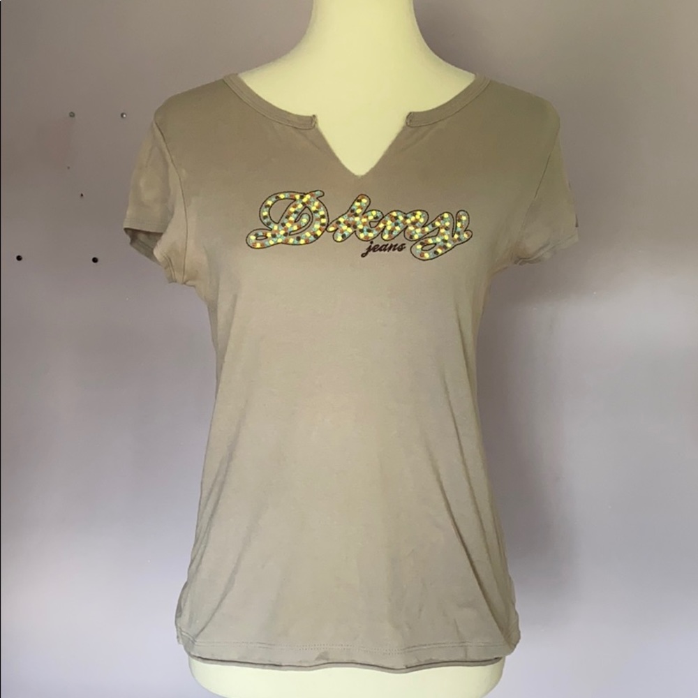👚 DKNY, tan t-shirt - Size M - Brand new